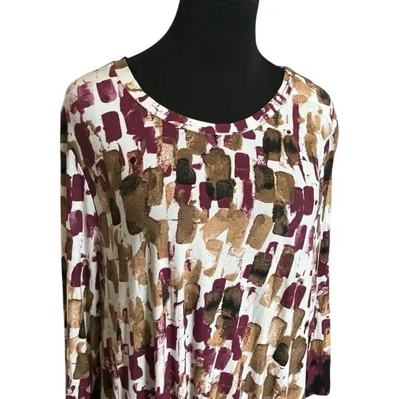 LOGO by Lori Goldstein Tunic with Pockets and Lace Trim Size XL - Picture 6 of 11